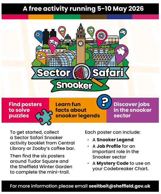 Image of a flyer advertising the Sector Safari Snooker activity