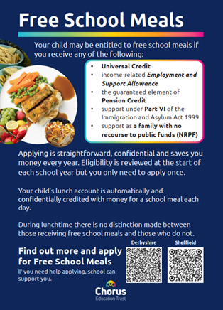 Flyer giving information on free school meals