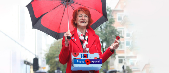 Picture of a lady selling poppies