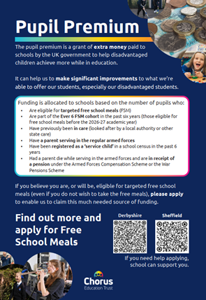 Flyer giving information on pupil premium funding