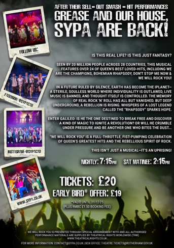 Picture of a flyer of the We Will Rock You performance