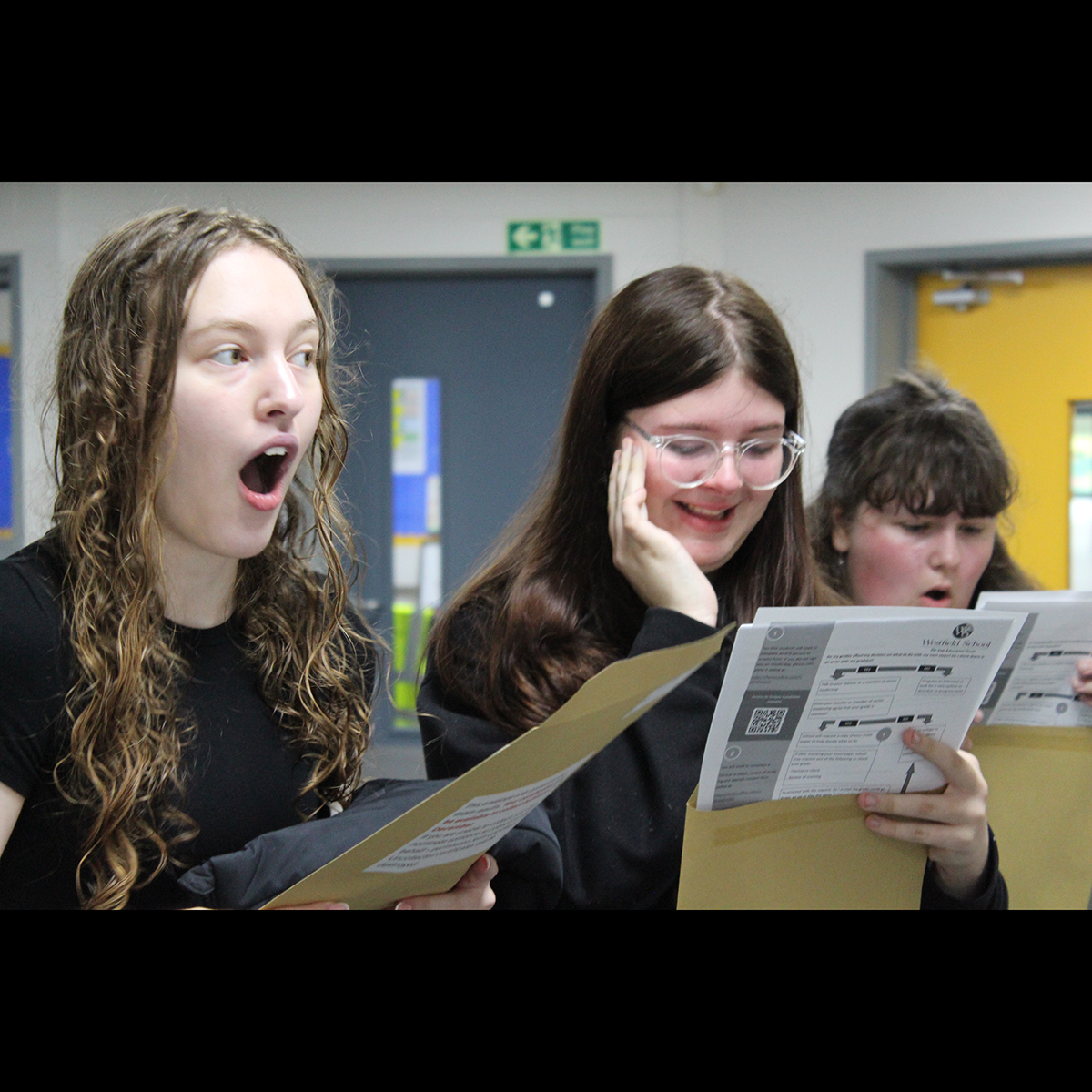 Students receiving exam results