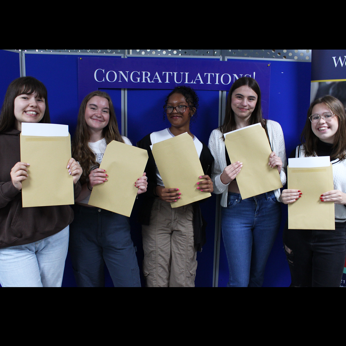 Students receiving exam results