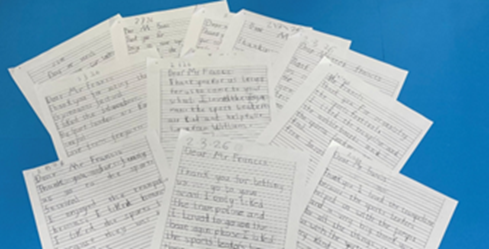 Letters from students who took part in Mini Gymnastics event