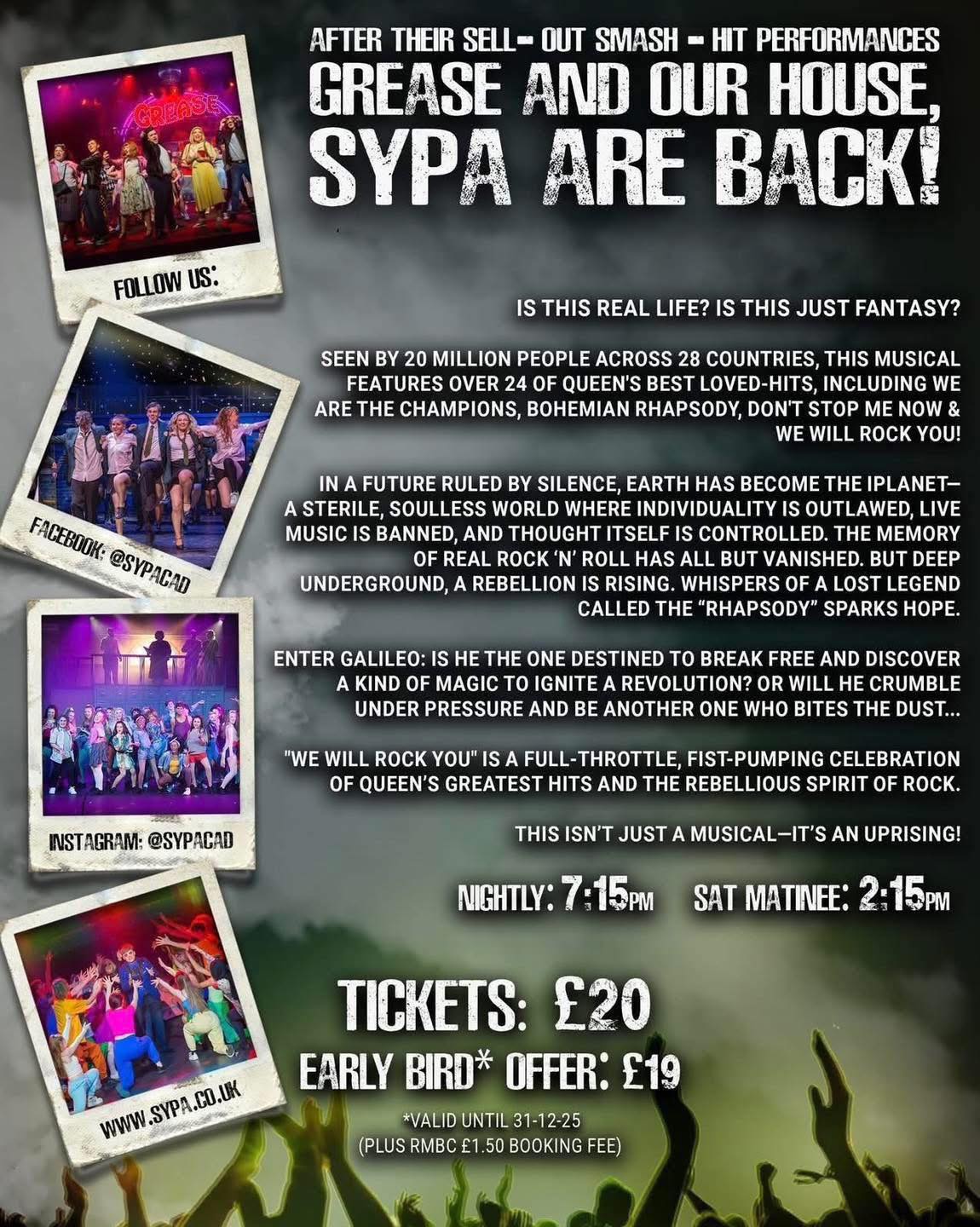 Flyer of the We Will Rock You performance